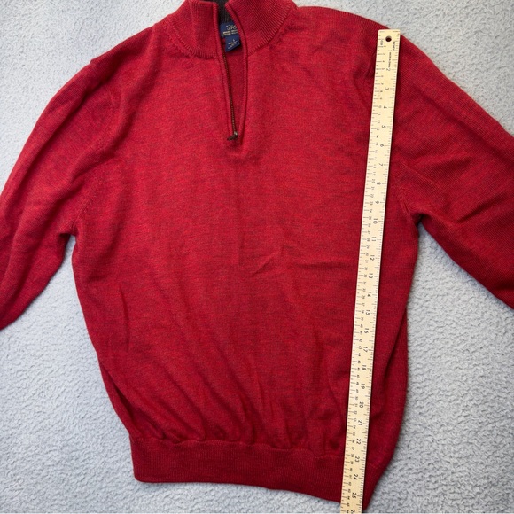 Brooks Brothers Merino Wool Sweater Mens Large Red 1/4 Zip Pullover Wool Jumper - Picture 5 of 11